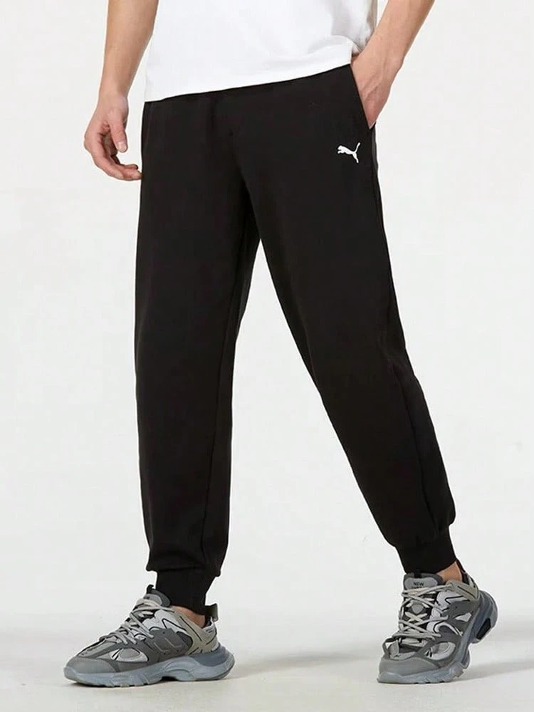 Celana PUMA Pria Hitam Basic Sporty Kasual Bernapas Nyaman dengan Tali Pengikat - Hitam - View 1
