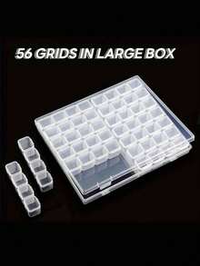 Transparent Plastic Jewelry Storage Box, With 56-4 Grid Removable Compartments. Suitable For Storing Earrings, Rings, Necklaces, Beads And Various Handmade Small Accessories. Portable Storage Design, Perfect For Travel, Back To School Season And Valentine's Day Use - Clear - View 15