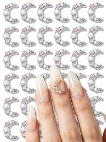 10pcs Japanese Ins Style Alloy Rhinestone Crescent Moon Nail Gems, Sparkling Full Rhinestone Nail Art Decor, Rhinestone Nail Accessories, Y2K Multi-Function DIY Decoration Accessories, Fake Nail Art Decorations, Summer Nail Art Supplies - Multicolor - View 12
