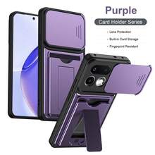 Kompatibel dengan Casing Ponsel Oppo A6 Pro/F31 5G, Casing Ponsel dengan Slot Kartu dan Penyangga, Dilengkapi Lensa Kamera Geser dan Penyangga. - Purple - View 12