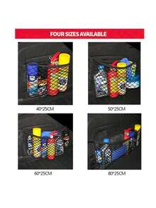 Universal Car Seat Back Mesh Storage Bag With Hook & Loop, Elastic Net Pouch Suitable For Car Trunk, Multi-Functional Nylon Hanging Organizer, Ideal For Daily Use, Travel Essentials, Back To School Season - Multicolor - View 8