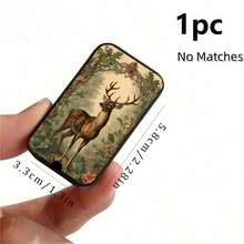 1pc Vintage Oil Painting Style Forest Deer Pattern Matchbox (Matches Not Included), Minimalist Portable High-End Matchbox, Fashionable Exquisite Pattern Matchbox, Halloween, Christmas And Holiday Gift, Small Accessory Storage Box - Multicolor - View 13