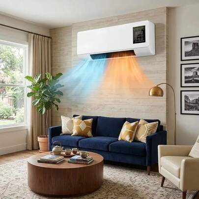 1800W 2-In-1 Wall-Mounted Air Conditioner: Portable Mini AC Unit For Heating & Cooling, Quiet Smart Room Heater With Remote And