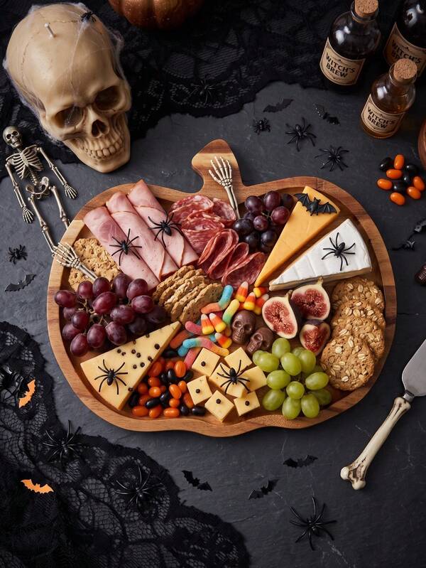 Pumpkin Shaped Acacia Wood Cheese Tray, Cheese Board, Wooden Tray, Decorative Tray, Home Decor, Autumn Decor, Autumn Celebration Tray, Cheese, Appetizer, Kitchen Countertop, And Holiday; Halloween Gift, Christmas Gift