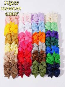 8/16/24pcs Random Color Princess Bow Hair Clips, Sweet & Cute Mixed Color Hair Accessories Set For Girls, Party Gift - Multicolor - View 16