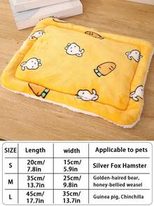 Cartoon Print Fleece Pet Mat, Random Inner Lining Color, Windproof And Warm, Thickened Rabbit Foot Pad, Suitable For Small Pets - A - View 2