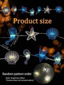 Lampu Hias LED Bertema Laut Sepanjang 3,30m, Menampilkan Makhluk Laut Lucu Seperti Kuda Laut, Penyu Laut, dan Kerang. Cocok untuk Dekorasi Pernikahan di Dalam dan Luar Ruangan, Dekorasi Rumah, Dekorasi Kamar, dan Dekorasi Dinding. - Beraneka warna - View 7