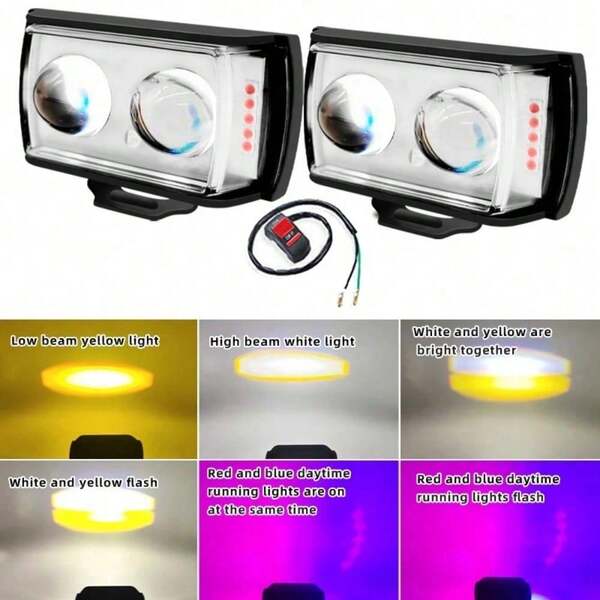 1 pieza Luz LED auxiliar para motocicleta, luces antiniebla de conducción, focos, 6 modelos de bombillas LED para faros de motocicleta, lente de proyector, luz de trabajo de haz alto/bajo