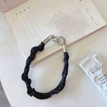 1pc Satin Ruched Rhinestone Phone Wrist Strap, Sweet Pastel Color Anti-Lost Phone Lanyard Bracelet, Universal Phone Case Hand Chain With Patch Tab, Cute Girl Phone Accessory Keychain - Multicolor - View 15