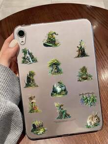 50pcs Green Forest Phone Stickers, Creative Aesthetic Design Transparent Stickers, Suitable For Phone Cases, Tablets, Laptops, Luggage, Cars, Notebooks, Helmets, Guitars, Skateboards, Storage Boxes, Handwritten Journals - 50pcs - View 8