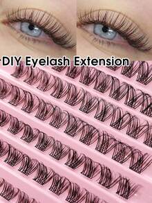 Sibeuna 100 pièces Faux cils D Curl Vacation, cils en grappes simples fins et volumineux 8-16 mm, faux cils en vison, grappes de cils réutilisables, faux cils en grappes simples, cils - D - Voir 1