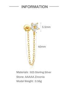 1Pc 925 Sterling Silver Gold Plated Hoop Earring Ear Cartilage Nose Rings Piercing Hypoallergenic Jewelry For Birthday Wedding Bridal Gift Men Women - Gold - View 14