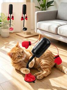 1pc Cat Boxing Target Ball And Silent Wool Prey Ball, Indoor Living Room Play And Bedroom Relaxation Entertainment, Suitable For Kittens And Adult Cats, Fun Training To Help Pets Release Energy, Popular Hot-Selling Pet Toy - Multicolor - View 1