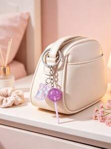 Cute Shiny Lollipop Keychain, Candy Keychain, Realistic Candy Bag Charm, Adorable Bag Pendant, Transparent Glow-In-The-Dark Acrylic Lollipop, Sweet Candy Bag Charm, Cute Style Keychain, Handbag / Wallet Charm, Backpack Decoration, Daily Bag And Car Key Decoration, Suitable For Friends, Family, Best Friends, Classmates, Unique Birthday Gift, Holiday Gift, Party Gift, Vacation Gift, Wedding Gift, Back To School Gift - Multicolor - View 4