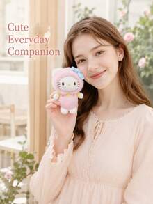 1pc Plush Bag Charm, Cute Fuzzy Hooded Doll Pendant, Soft Polyester Mini Plush For Backpack, Handbag, Car Decor, Desktop Decoration, Healing Cuteness, Girls/Students/Friends Birthday And Holiday Gifts, 5 Colors - Multicolor - View 6