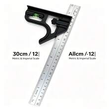 1 Set 300mm (11.81 Inch) Plastic Base, Metal Aluminum Combination Square - 30cm Ruler - View 1