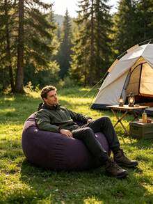 Solid Color Soft Inflatable Bean Bag Sofa, Foldable Portable Comfortable Leisure Lounge Chair, Suitable For Adults And Families, Indoor Outdoor Camping Summer Use - Multiple Styles - View 4