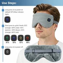 Hailicare Rechargeable Heated Eye Mask, 4-Level Smart Temperature Control, Ultra-Soft Flannel Light-Blocking Eye Mask, Washable Outer Cover, Relieves Eye Fatigue, Lightweight And Portable, Essential For Office, Travel And Home - View 8