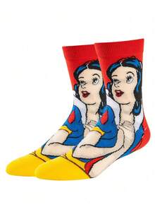 1/2/4 Pairs Disney Socks Women's Halloween Long Socks Villain Witch Gift Christmas Mid-Calf Socks Winter Funny Socks - Multicolor - View 2