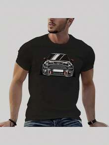 Toonart Mini John Cooper S Works GP Grafik-T-Shirt für Männer & Frauen - Offizieller Autodruck, Lässiges Rundhals-Kurzarmshirt, Atmungsaktive Sommerkleidung, Maschinenwaschbar, Ikonisches Fahrzeug - Schwarz - Übersicht 1