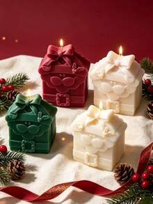 2 Sizes Santa Claus Gift Box Silicone Candle Mold, Bow-Knot Christmas Gift Box Shape With Santa Beard And Holly Berry Embossed Design, Soft Silicone Easy Release, Suitable For Soy Wax, Aromatic Plaster, Handmade Soap DIY - Santa Claus - View 5