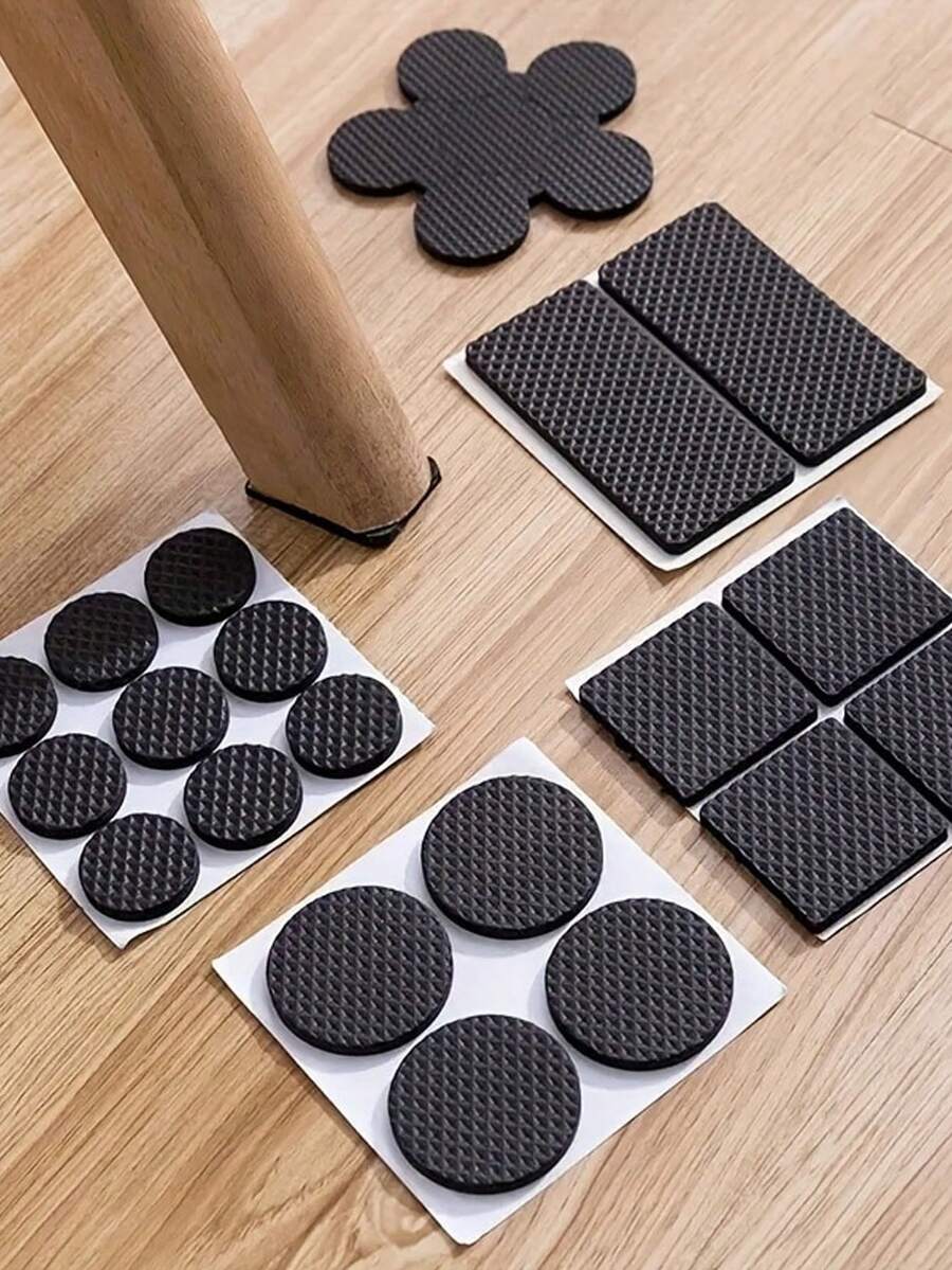 30PCS Non-Slip Furniture Pads, Easy To Apply, Anti-Scratch, Noise Reduction, Floor Protection Pads, Material: Other Materials, Indoor/Outdoor Use Without Power, Chair Silent Foot Pads, Table/Chair/Stool Leg Protection Covers, Sound-Insulating Non-Slip Stickers, Furniture Anti-Collision Pads (Square/Round Randomly Sent)