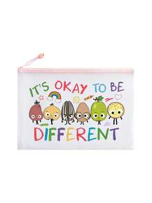 Teacher Gift "It's Okay To Be Different" Theme Zipper File Storage Bag, Macaron Color Toiletry Storage Bag, Waterproof PVC Travel Storage Bag/Transparent Zipper Pouch, Perfect For Daily Office Use, As A Thoughtful School Year Entry Gift, Or Short Trips. This Is An Excellent Gift For Birthdays, Back To School, Graduation, Christmas, Halloween, Spring Break, Easter, And Teacher's Day,Travel Essential - Multicolor - View 15