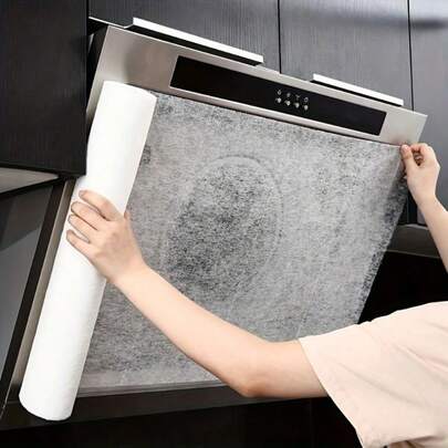 48/12pcs Disposable High-Efficiency Oil-Absorbing Smoke-Free Kitchen Range Hood Filter Paper, Universal Size, With Durable Adhesive Backing Protective Film