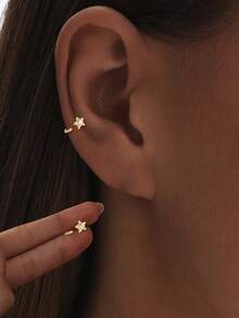 1pc Hot-Selling S925 Sterling Silver Star-Shaped Cubic Zirconia Stud Earring, Fashionable And Versatile, Suitable For Various Outfits - Single - View 3