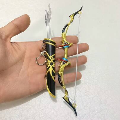 4-Piece Set, 1 Bow, 1 Quiver, 2 Arrows, Ancient Bow And Combination, Suitable Outdoor Enthusiasts And Collectors, Desktop Decoration Prop, Keychain