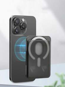 1pc PC Matte Transparent Magnetic Wireless Charging MagSafe Card Holder Phone Case, Compatible With Multiple Magnetic Phone Models, Strong Magnetic Matte Card Holder - Multicolor - View 3