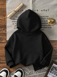 Baby Girl Cute Dumpling Rainbow Graphic Hoodie, Long Sleeve Hooded Pullover Sweatshirt - Black - View 5