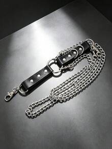 Yanxyad سلسلة ساق قابلة للتعديل بأسلوب بانك هيب هوب قوطي، إكسسوار جينز بأسلوب شارع هارا جيكو للجنسين، سلسلة عصرية مناسبة للشورتات والتنانير والارتداء اليومي - الأسود - مشاهدة 5