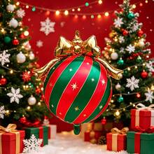 Christmas Bow Hanging Balls, Red, Green, Gold, Multi-Color Options, Festive Color Palette, Suitable For New Year, Christmas Home Decor, Yard Decor, Party Decor - Bow Tie Hanging Ornament - View 5
