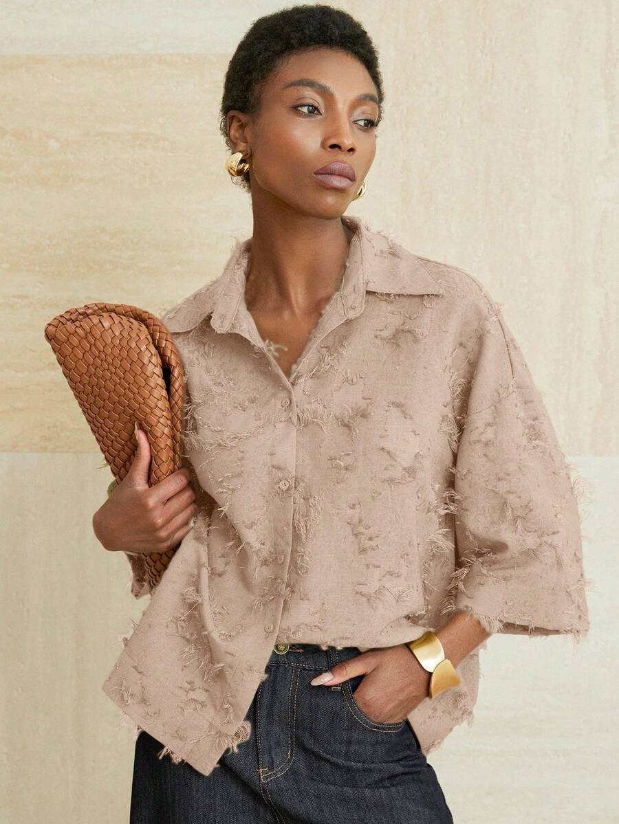 Women Blouses & Shirts - 灰玫瑰 - 查看 1