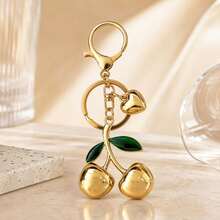 1pc Unisex Crystal Large Cherry Keychain Fashion Cherry Bag Charm Couple Best Friend Gift - Multicolor - View 3