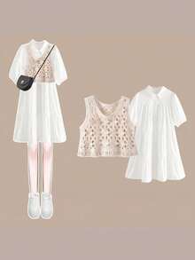 Cardigan + White Dress