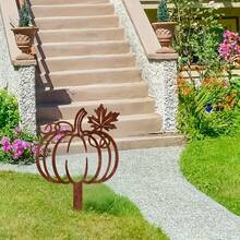 1pc Rusty Pumpkin Metal Yard Decor - Vintage Farmhouse Lawn Stake, Made Of Heavy Duty Iron, Suitable For Halloween Party. No Electricity Needed, Can Be Used As Indoor Or Outdoor Autumn Decoration - B - View 3