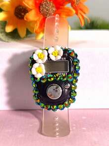 Custom New Multi-Color Rhinestone Flower Finger Counter Portable Ring Electronic Tally Counter Manual Button Counter Mini Handheld Counter Card-Mounted Electronic Prayer Beads Multi-Color Options -Tasbih- Suitable For Prayer Counting - Sports Counting - Holiday Gifts And More - Multicolor - View 4