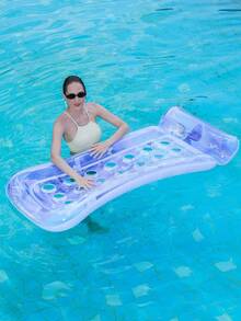 Rainbow Glitter Inflatable Pool Float Raft With Breathable Holes, 3 Independent Airbags Pool Lounger, 62.6in Large Size Summer Water Float For Adults - Multicolor - View 4