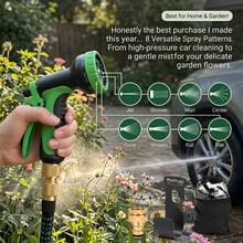 100FT Heavy-Duty Garden Rubber Hose With 10 Function Nozzle, Heavy-Duty Super Strong Solid Brass Fittings, Outdoor Water Hose, Car Wash Water Pipe, Courtyard Watering, Pet Shower, Smooth Hose Design, Durable Material. - 黑色 - 查看 7