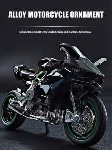 1pc 1:18 Diecast Alloy Racing Motorcycle Model With Base, Mini Simulation Sport Racing Bike Desktop Ornament, Collectible Toy Gift For Motorcycle Enthusiast - Black - View 6
