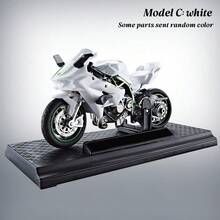 1pc 1:18 Diecast Alloy Racing Motorcycle Model With Base, Mini Simulation Sport Racing Bike Desktop Ornament, Collectible Toy Gift For Motorcycle Enthusiast - Black - View 14