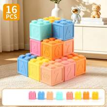 Children's DIY Soft Building Blocks Toy Set, Large Size Stacking Blocks, Parent-Child Interactive Play, Hand-Eye Coordination Training, Gift For Boys And Girls - Multicolor - View 12
