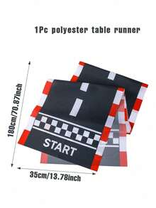 1 pièce Chemin de table et tapis de jeu de piste de course, en matériau polyester, motif de route à damier noir et blanc avec design de ligne de départ, convient pour fête d'anniversaire, table à manger, salle de jeux et décoration intérieure/extérieure de la maison, plusieurs tailles disponibles, décoration d'automne pour la maison, décoration d'automne - Multicolore - Voir 11