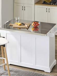 SoBuy | Kitchen Trolley With Foldable Extension | Kitchen Cart With 2 Drawers | Kitchen Cabinet MDF For Small Spaces | 107*71*91 Cm - 白色 - 查看 10