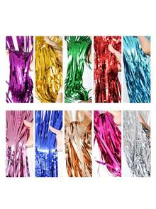 Purple Foil Fringe Curtain, Metallic Photo Booth Backdrop, Metallic Wire Curtain, Suitable For Wedding, Birthday, Bridal Shower And Bachelorette Party Decoration - Multicolor - View 5