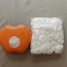 1 件多色苹果形保鲜膜分配器，壁挂式食品储存盒，可取出食品包装袋，浴室浴帽收纳盒，厨房配件。可选颜色：灰色、绿色、橙色。1 件 + 保鲜膜（95-105 件），随机颜色保鲜膜 - 彩色 - 查看 12