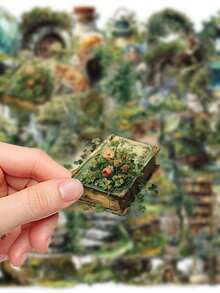 50pcs Green Forest Phone Stickers, Creative Aesthetic Design Transparent Stickers, Suitable For Phone Cases, Tablets, Laptops, Luggage, Cars, Notebooks, Helmets, Guitars, Skateboards, Storage Boxes, Handwritten Journals - 50pcs - View 5