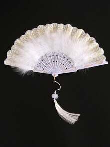 Artificial Feather Fan, Handheld Feather Fan, Vintage 1920s Style, Suitable For Masquerade, Stage Performance, Square Dance, Photography, Advertising, Qipao Show, Graduation Ceremony, Graduation Celebration, Travel Hiking Essential Portable Tool - Fan - View 9